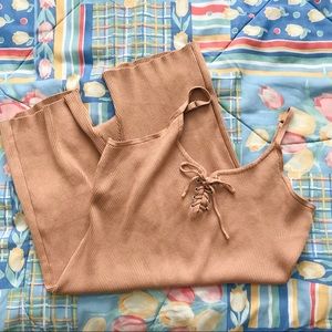 Almost Famous Brown Tan Romper Biker Shorts